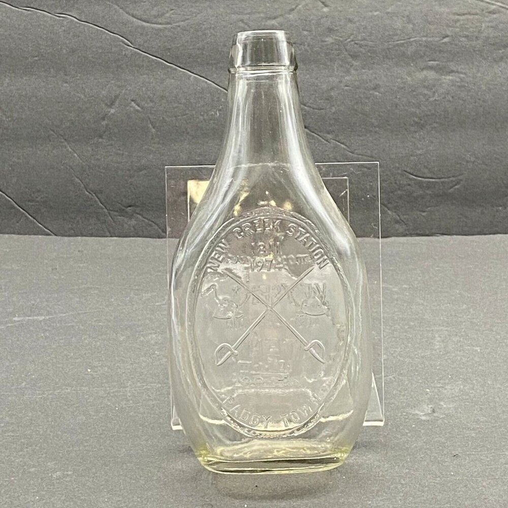 Vintage New Creek Station Paddy Town Clear Glass Centennial Bottle Keyser WV 70s